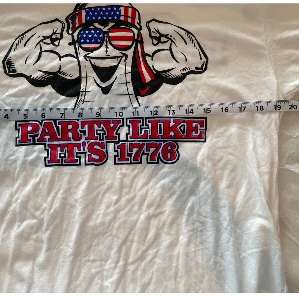 Mens Patriotic Graphic T-Shirt White Party Like Its 1776 Strength Large‎ - Picture 3 of 8